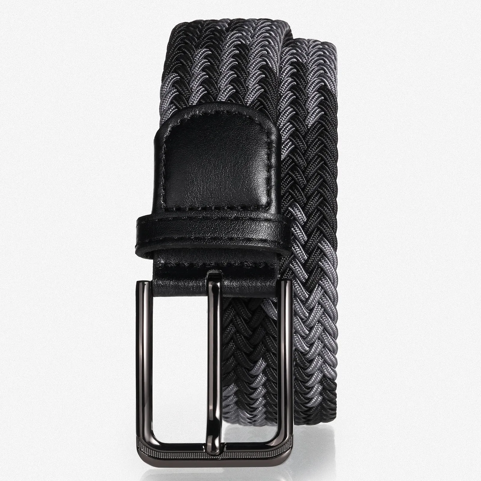 In Stock 3.4cm Elastic Woven Belt Men's Punch-Free Elastic Canvas Belt Young Students Pin Buckle Belt