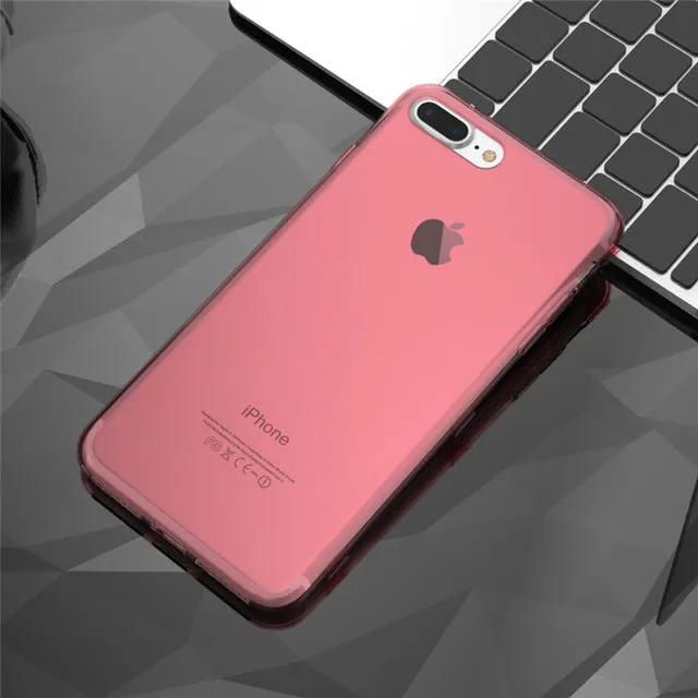 KISSCASE For iPhone 7 7 Plus Case Newest Candy Color Soft TPU Ultra Flip Case For Apple iPhone 6 6S Plus Clear Transparent Cover