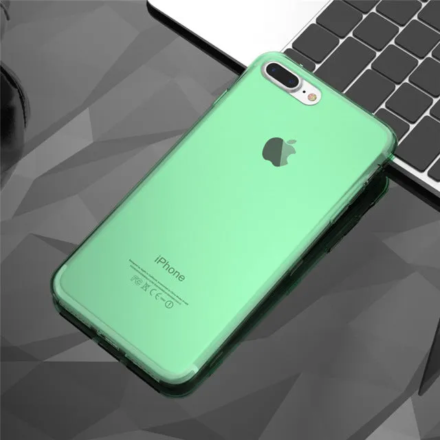 KISSCASE For iPhone 7 7 Plus Case Newest Candy Color Soft TPU Ultra Flip Case For Apple iPhone 6 6S Plus Clear Transparent Cover