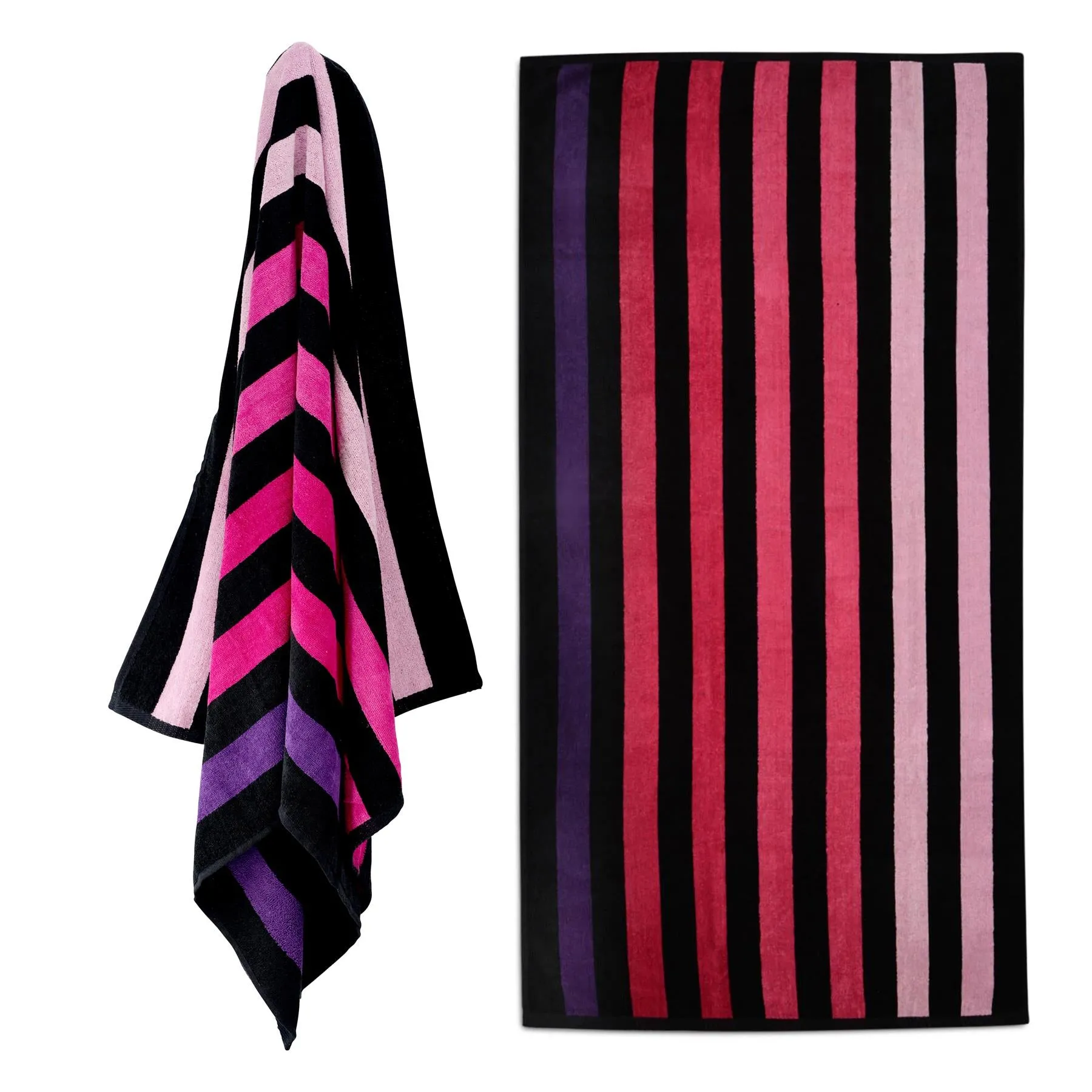 Large Velour Striped Beach Towel (Sunset)