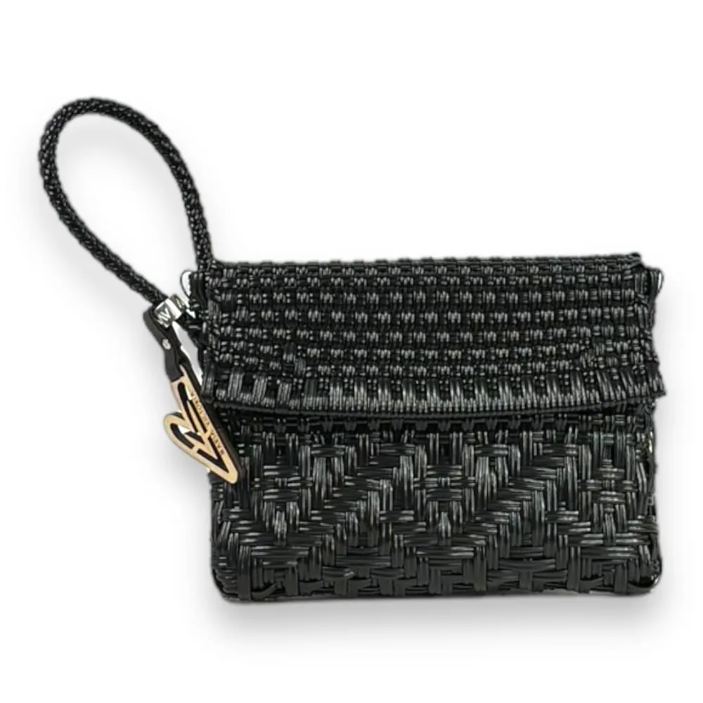 Maria Victoria | Glow Black CA | Upcycled, Handwoven, Wristlet