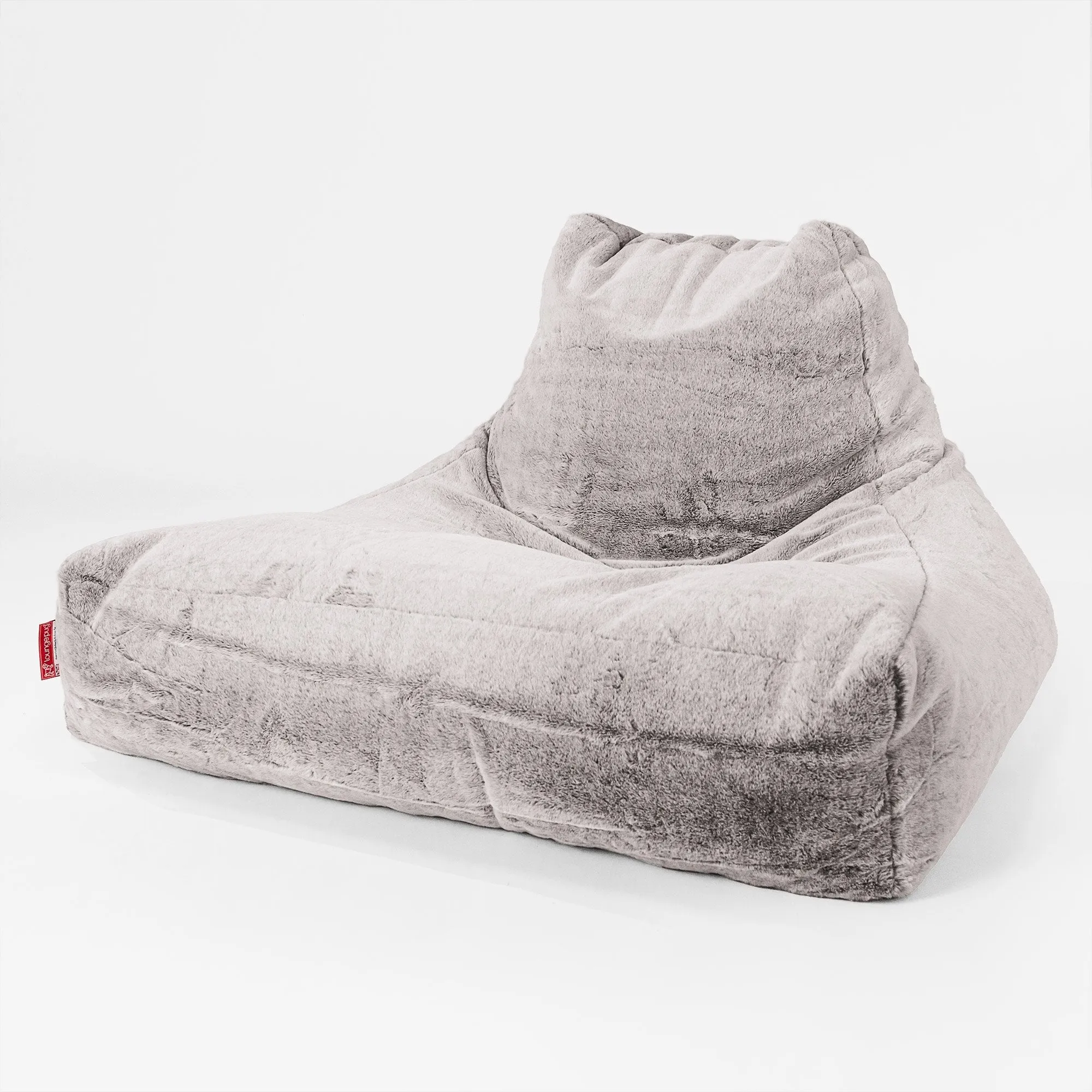 Mega Lounger Bean Bag - Fluffy Faux Fur Rabbit Light Grey