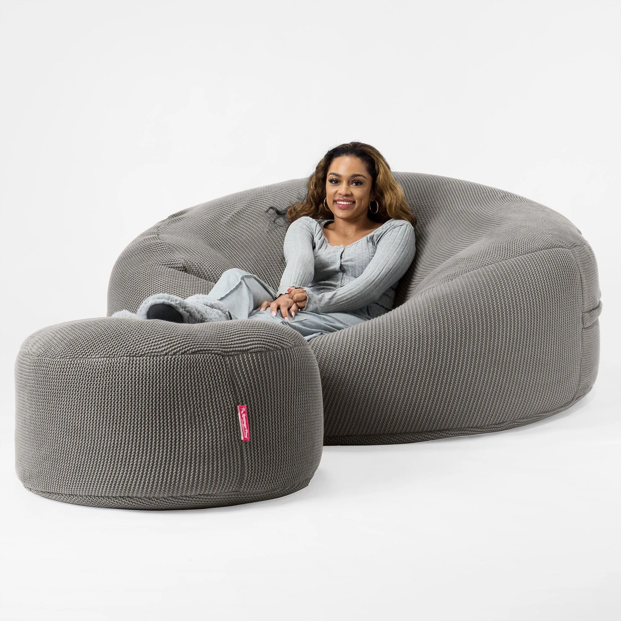 Mega Mammoth Bean Bag - Ellos Knitted Graphite Grey