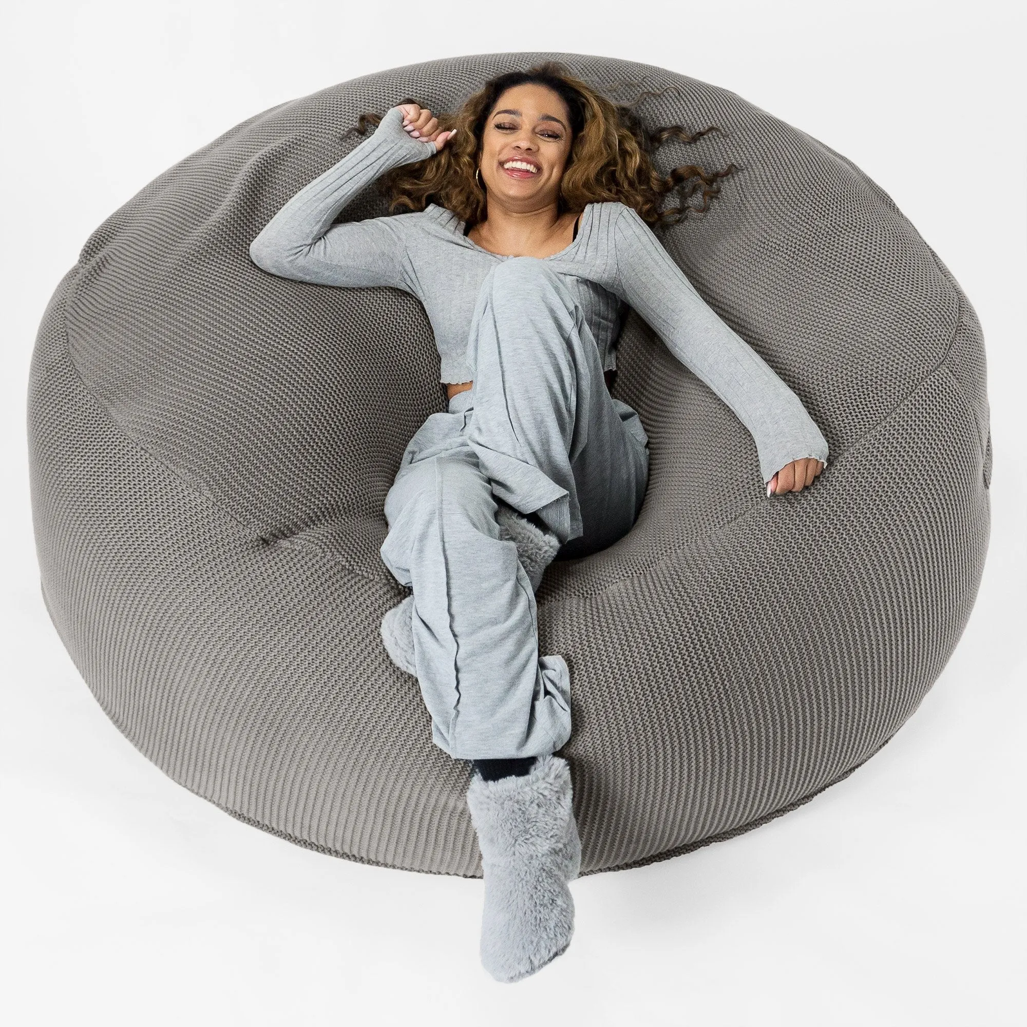 Mega Mammoth Bean Bag - Ellos Knitted Graphite Grey