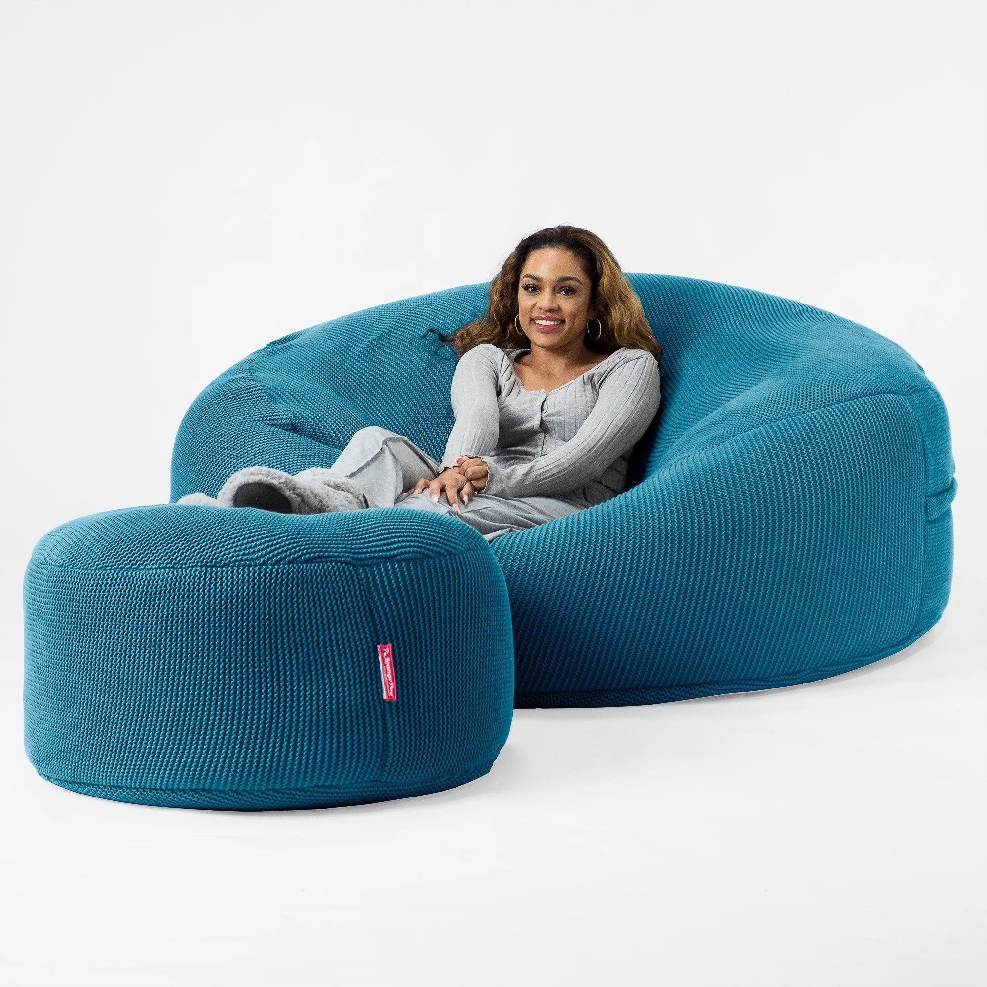 Mega Mammoth Bean Bag - Ellos Knitted Petrol Blue