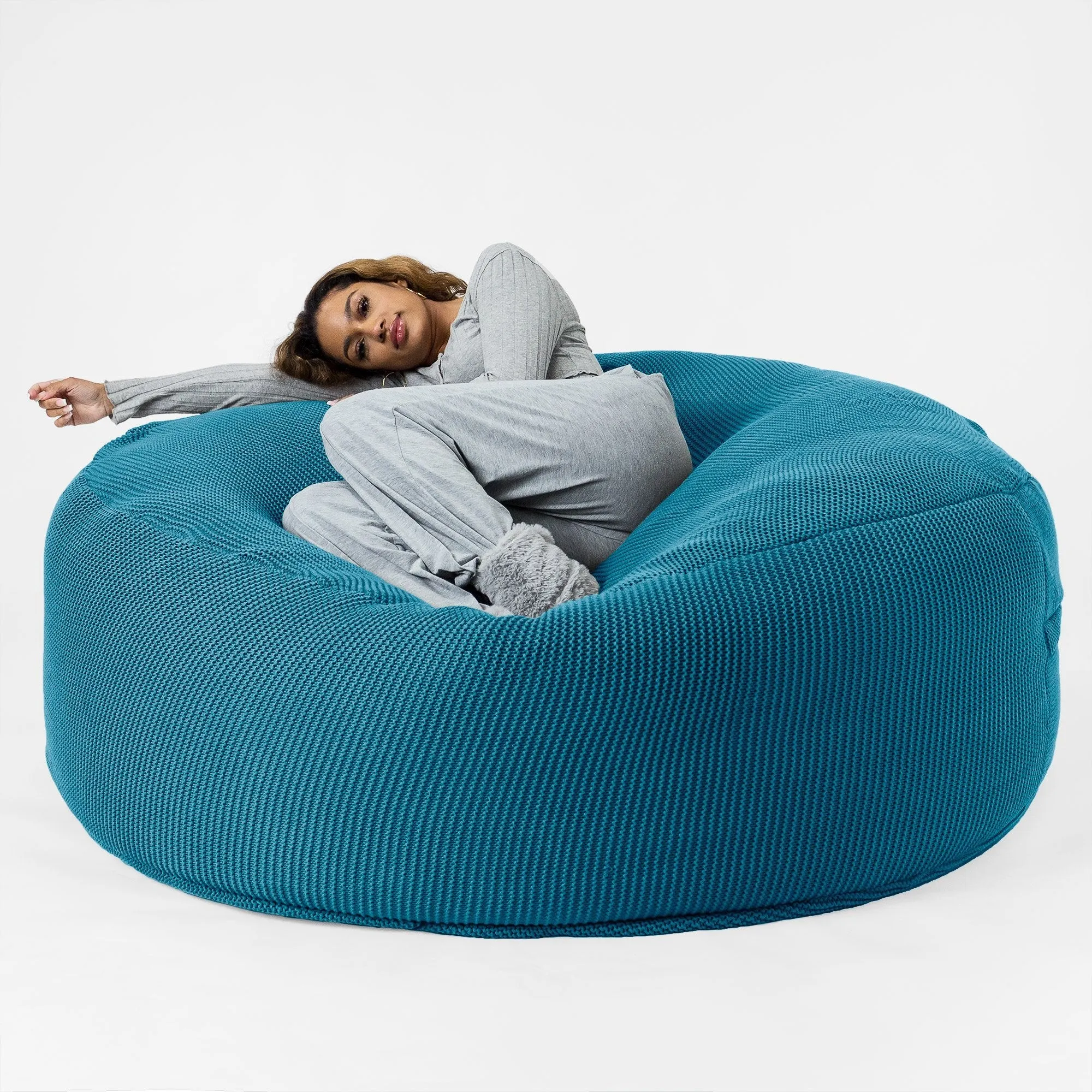 Mega Mammoth Bean Bag - Ellos Knitted Petrol Blue