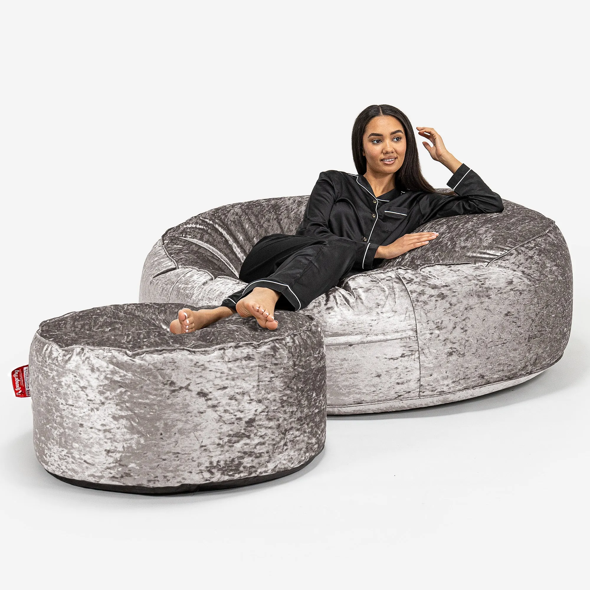 Mega Mammoth Bean Bag Sofa - Vintage Velvet Silver