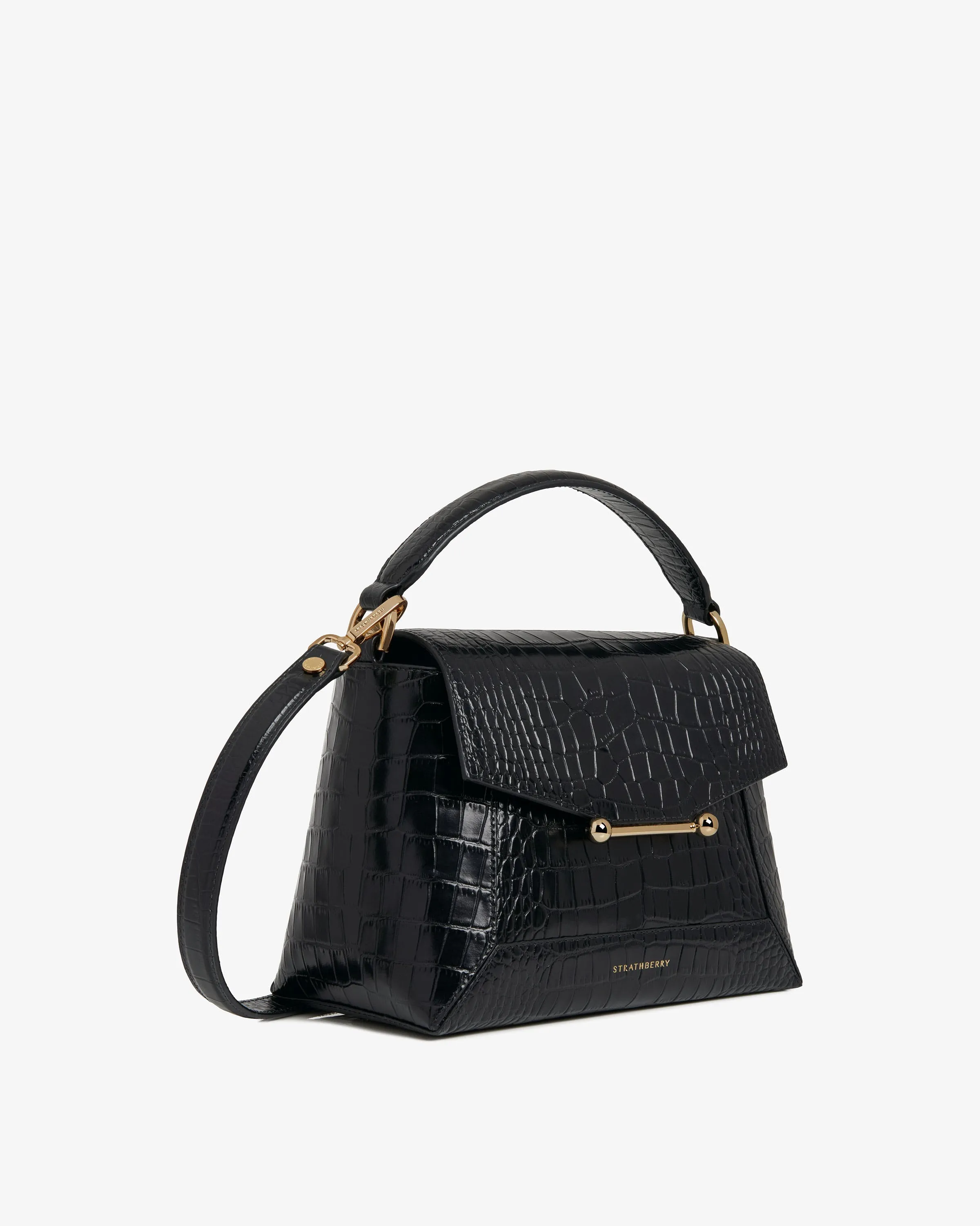 Mosaic Bag - Soft Croc-Embossed Leather Black