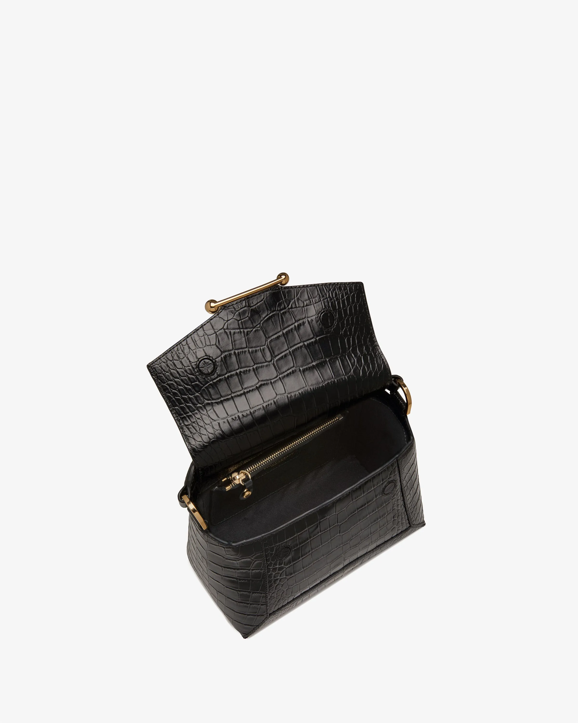 Mosaic Bag - Soft Croc-Embossed Leather Black