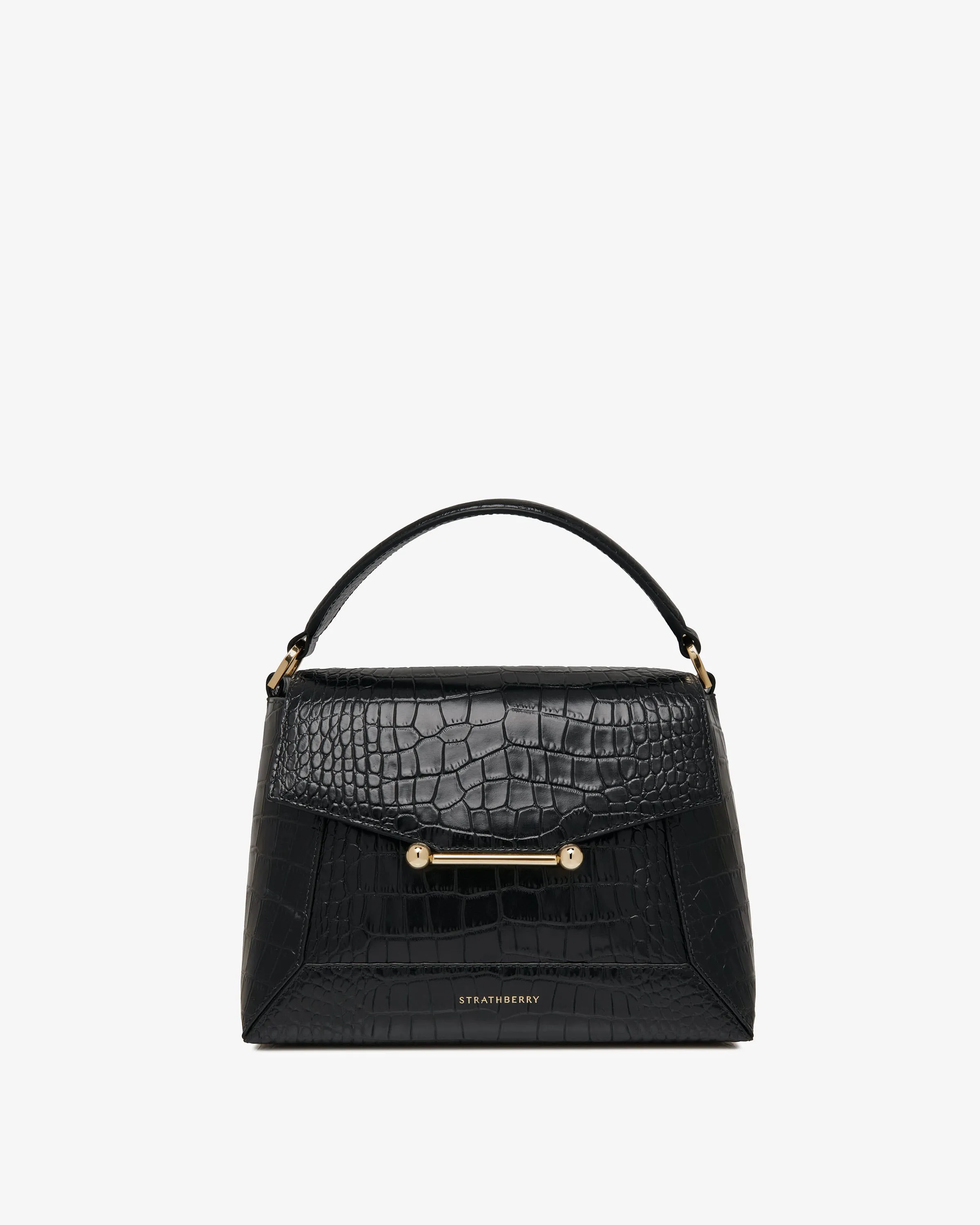 Mosaic Bag - Soft Croc-Embossed Leather Black