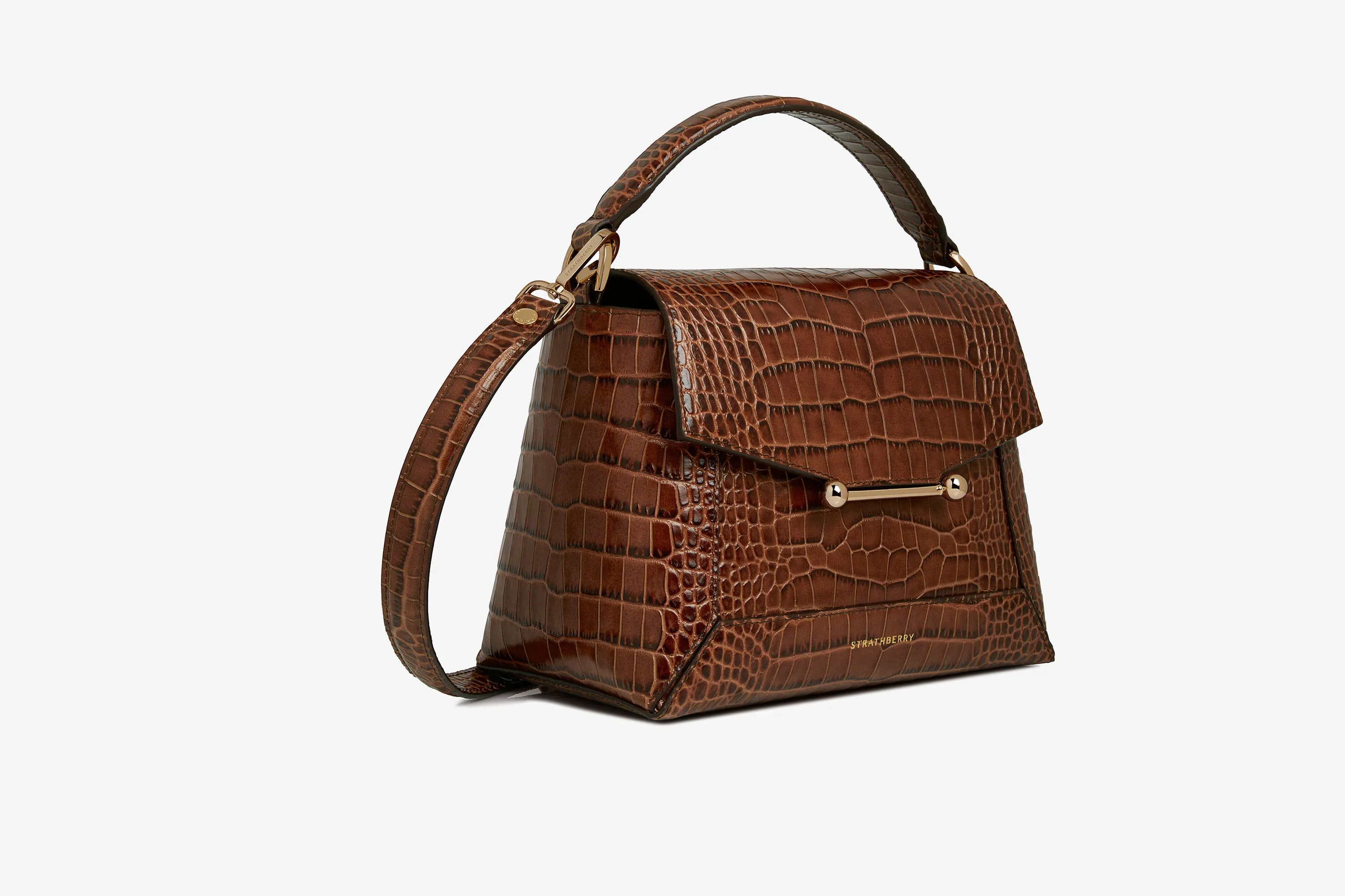 Mosaic Bag - Soft Croc-Embossed Leather Walnut