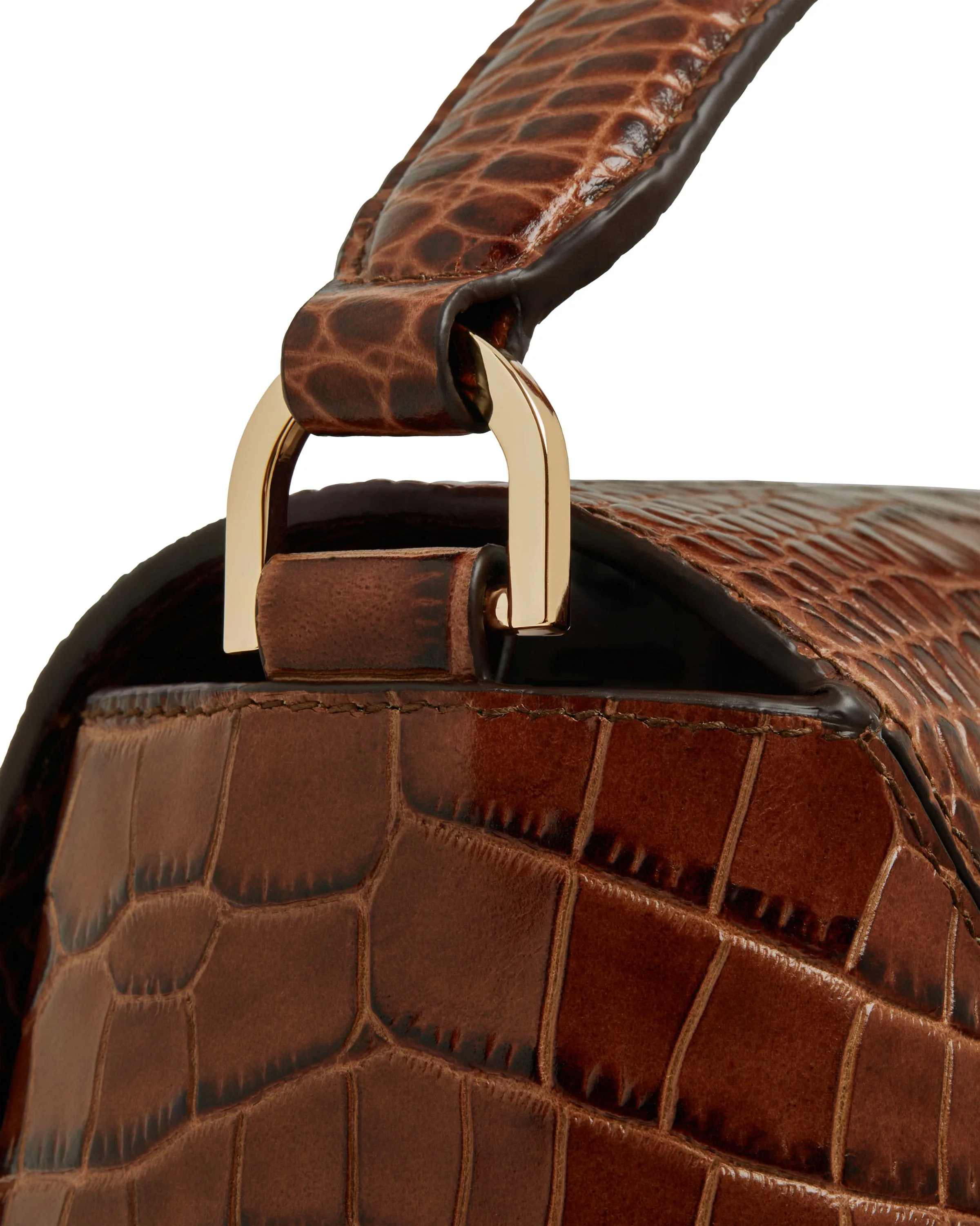 Mosaic Bag - Soft Croc-Embossed Leather Walnut