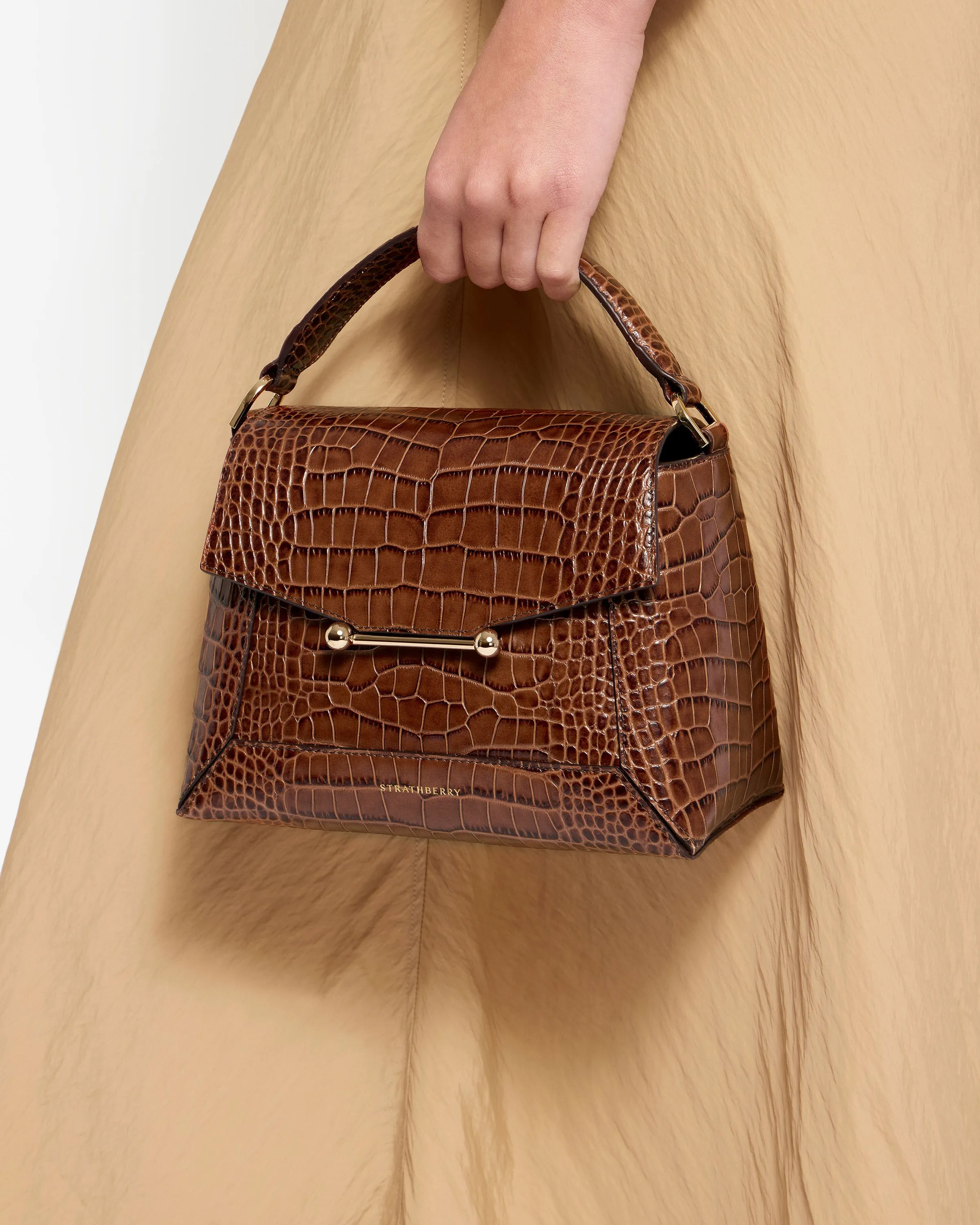 Mosaic Bag - Soft Croc-Embossed Leather Walnut