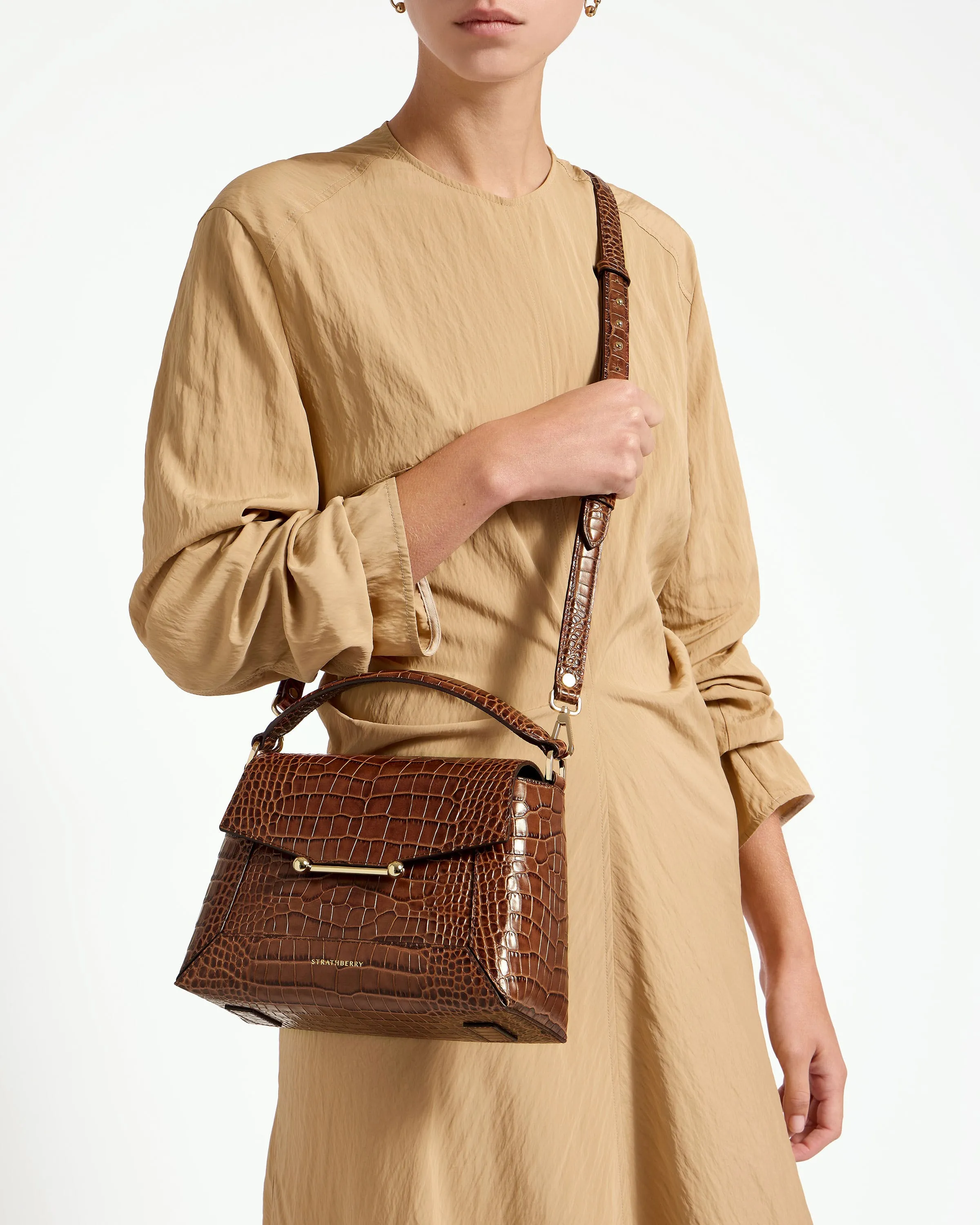 Mosaic Bag - Soft Croc-Embossed Leather Walnut