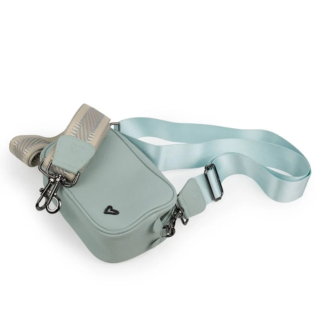 NEW: Durham Vegan Leather Crossbody - Pale Blue