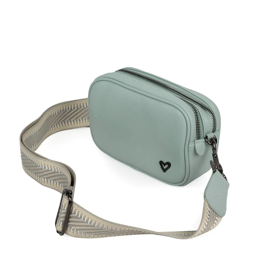 NEW: Durham Vegan Leather Crossbody - Pale Blue