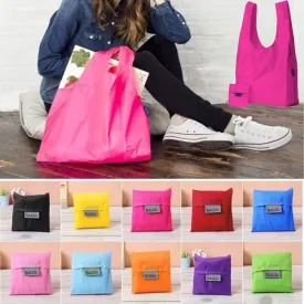 New Square Pocket Shopping Bag Candy 11 colors Available Eco-friendly Reusable Folding Handle Polyester Bag