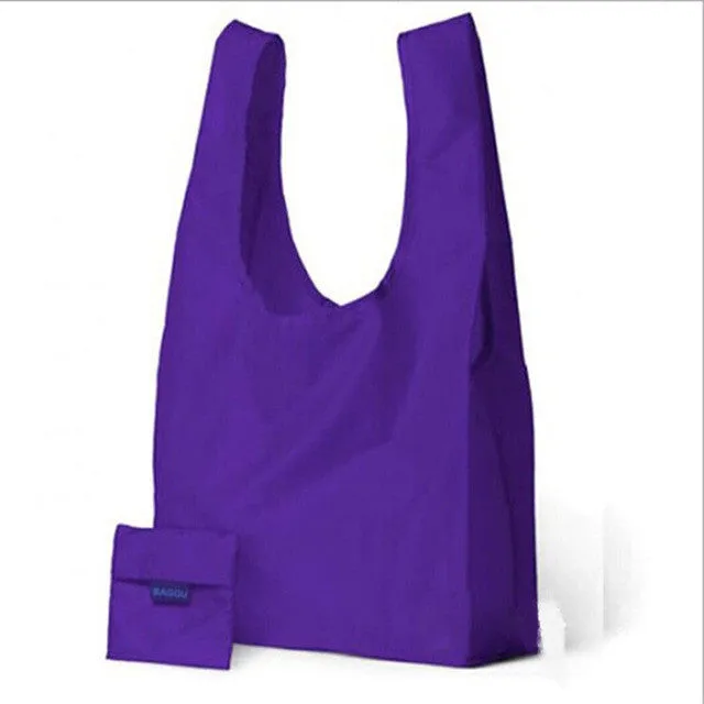 New Square Pocket Shopping Bag Candy 11 colors Available Eco-friendly Reusable Folding Handle Polyester Bag