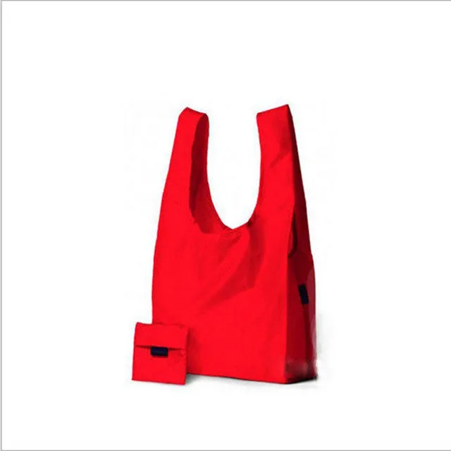 New Square Pocket Shopping Bag Candy 11 colors Available Eco-friendly Reusable Folding Handle Polyester Bag