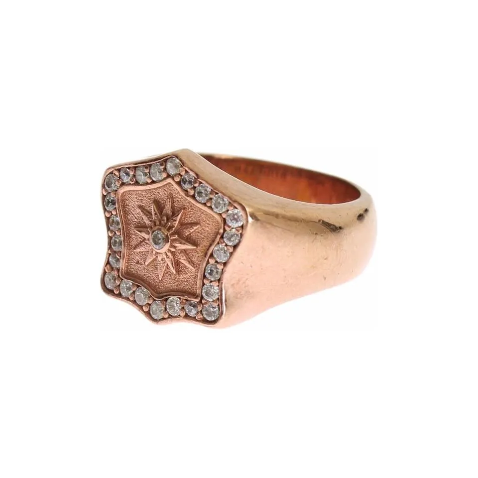 Nialaya Chic Pink Gold Plated Sterling Silver Ring