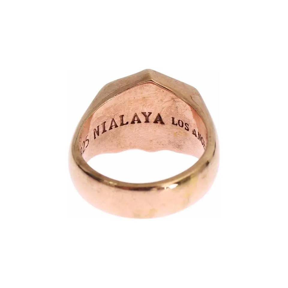 Nialaya Chic Pink Gold Plated Sterling Silver Ring