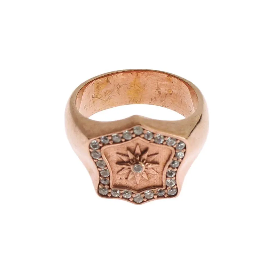 Nialaya Chic Pink Gold Plated Sterling Silver Ring