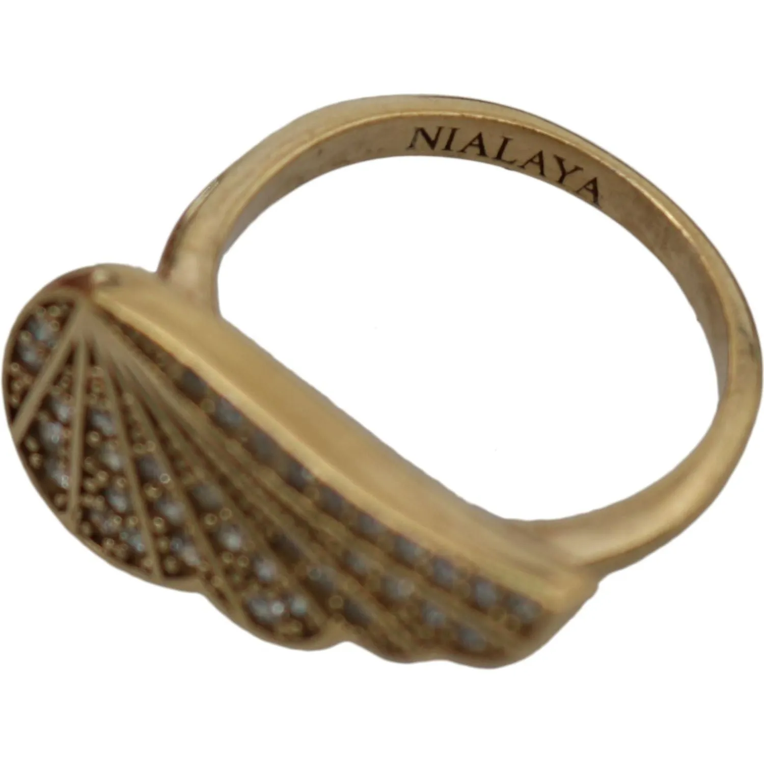 Nialaya Elegant Gold-Crystal Embellished Ring