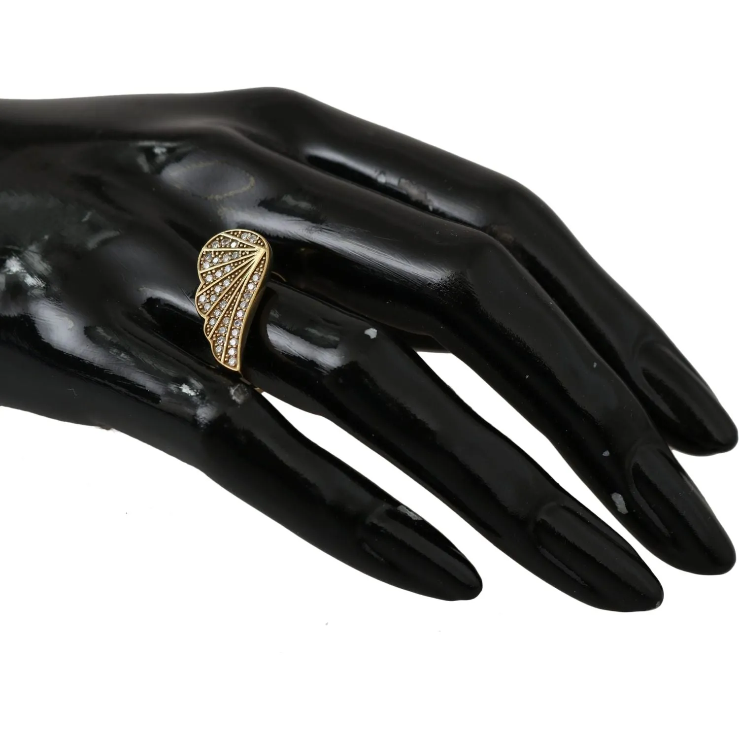 Nialaya Elegant Gold-Crystal Embellished Ring