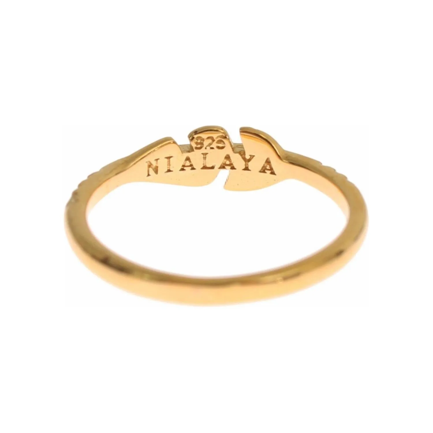 Nialaya Elegant Gold Plated Sterling Silver CZ Ring