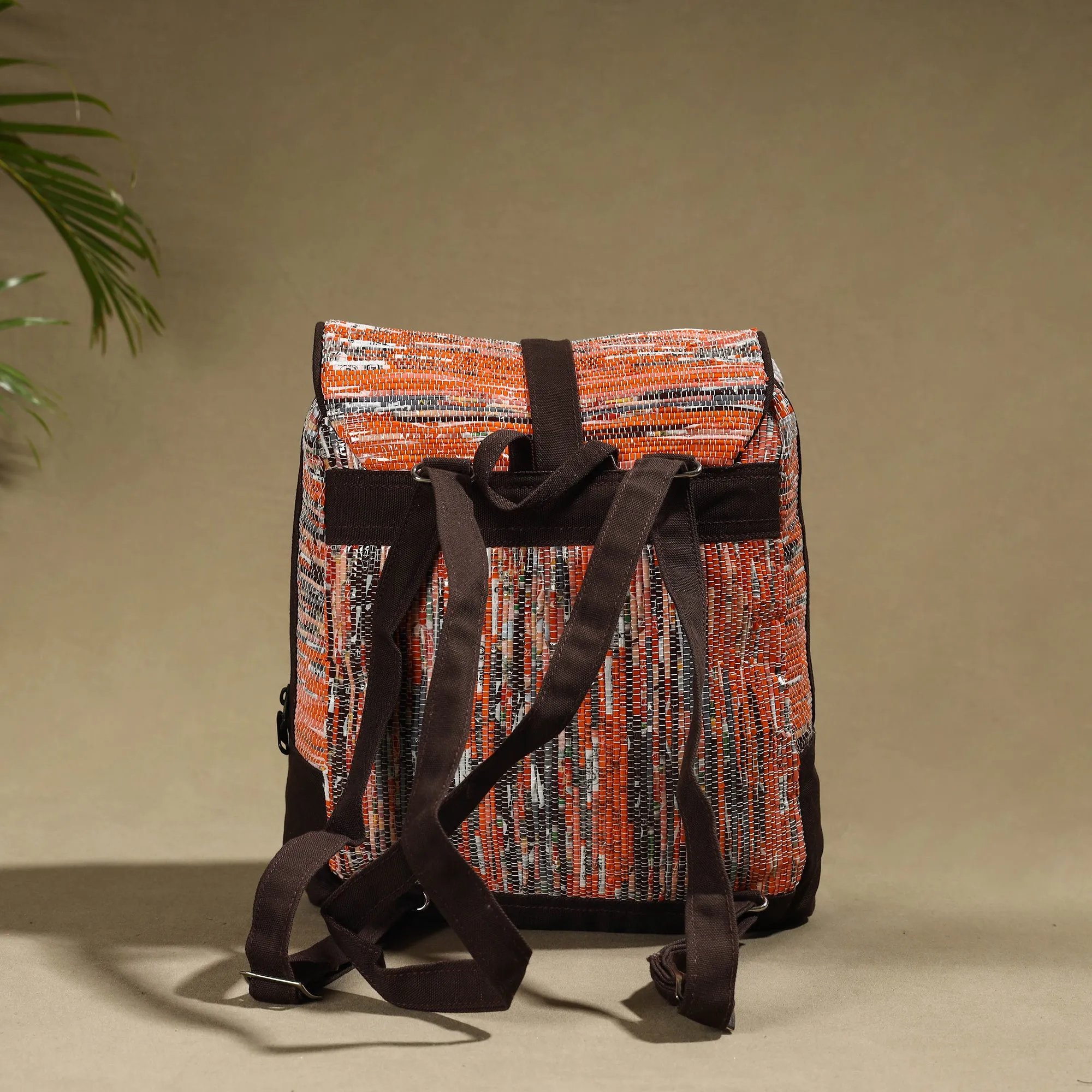 Orange - Upcycled Weave Handcrafted Mini Backpack