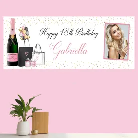 Personalised Birthday Party Banner Champagne Gift Bags Balloons