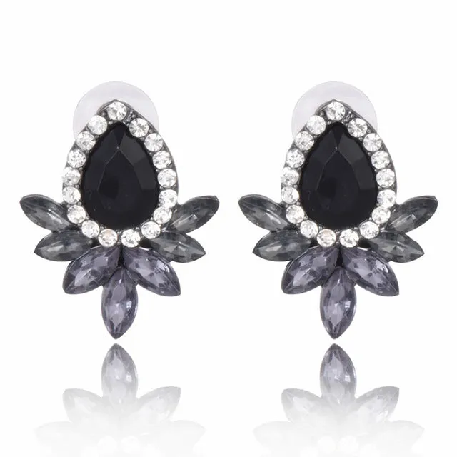 Personality Women Fashion Crystal Black Earrings crystal Sweet Trend With Gems drop Earrings wedding Jewelry Gifts girl