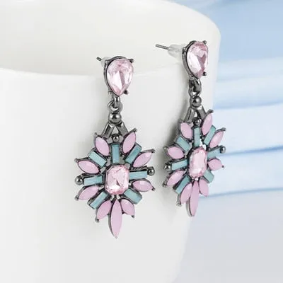 Personality Women Fashion Crystal Black Earrings crystal Sweet Trend With Gems drop Earrings wedding Jewelry Gifts girl