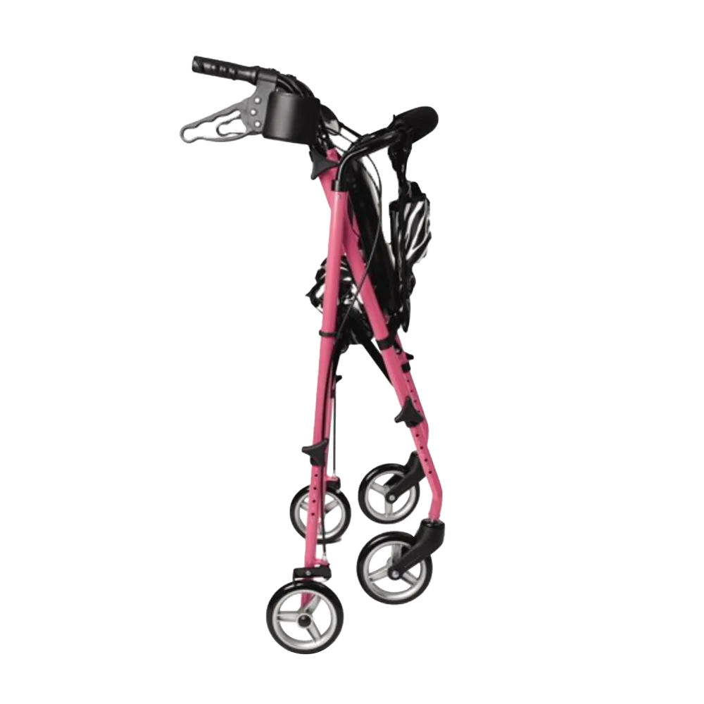 Pink Zebra Aluminum Folding Rollator Walker