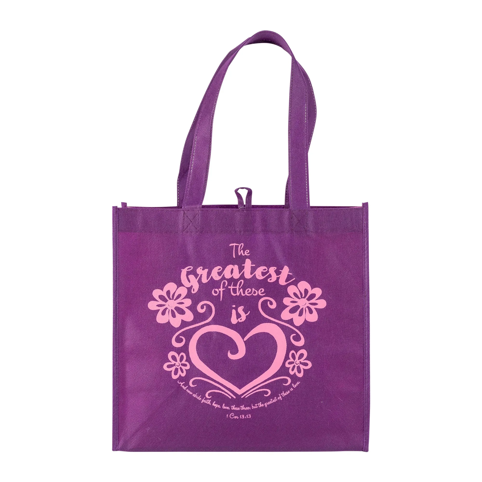 Purple Eco Tote Bag "Greatest Of These Is Love"