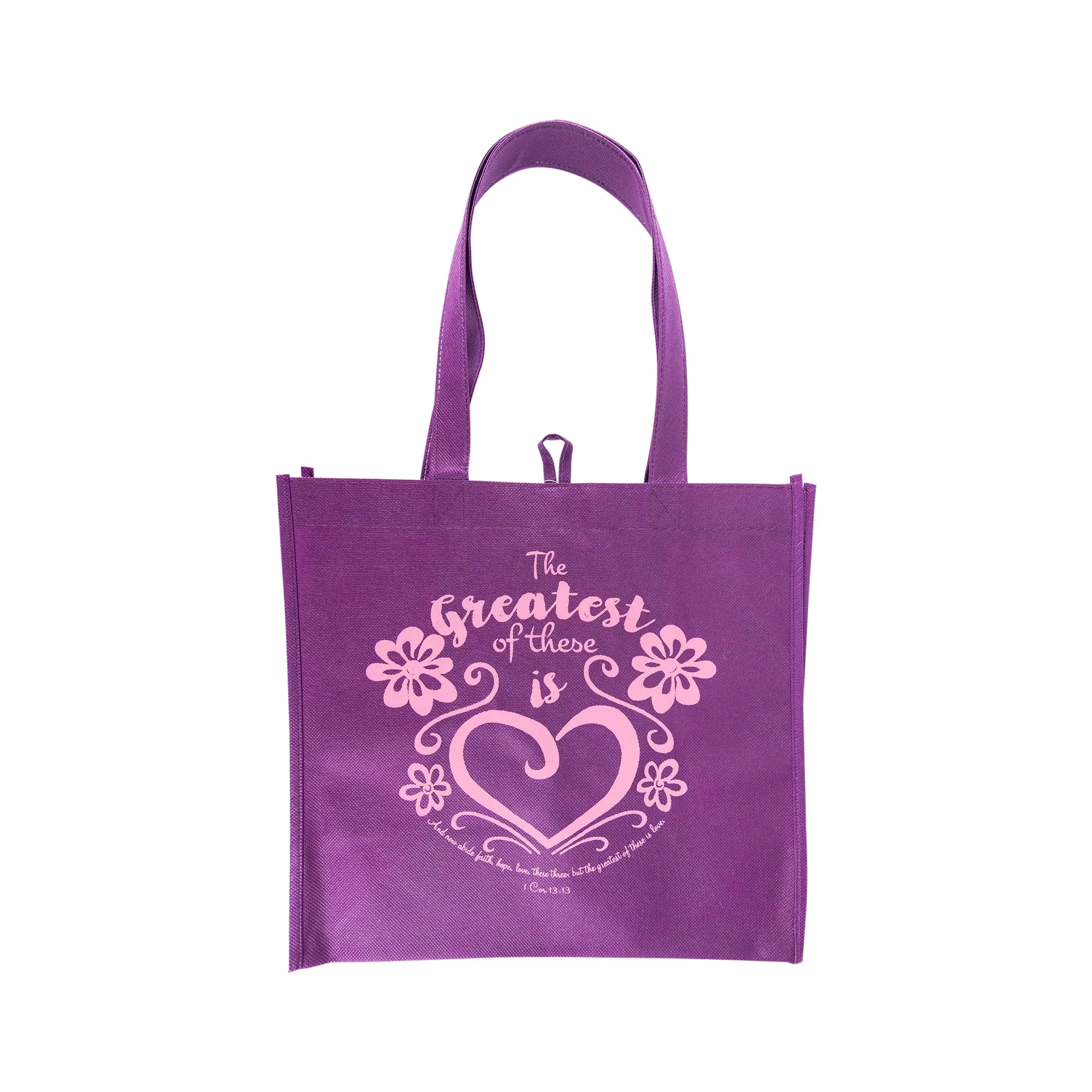 Purple Eco Tote Bag "Greatest Of These Is Love"