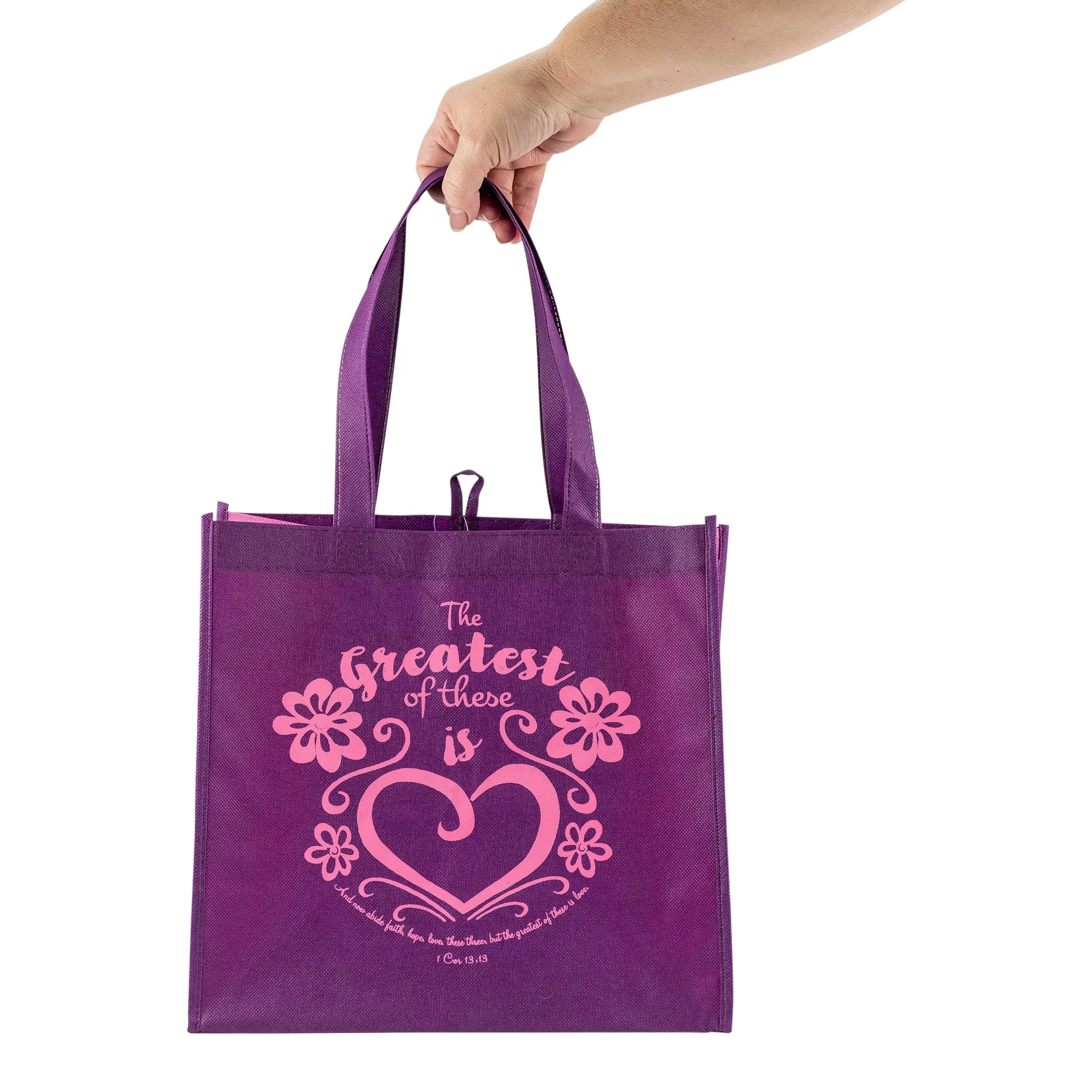 Purple Eco Tote Bag "Greatest Of These Is Love"