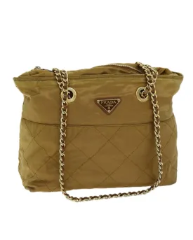 Quilted Beige Nylon Chain Shoulder Bag by Prada