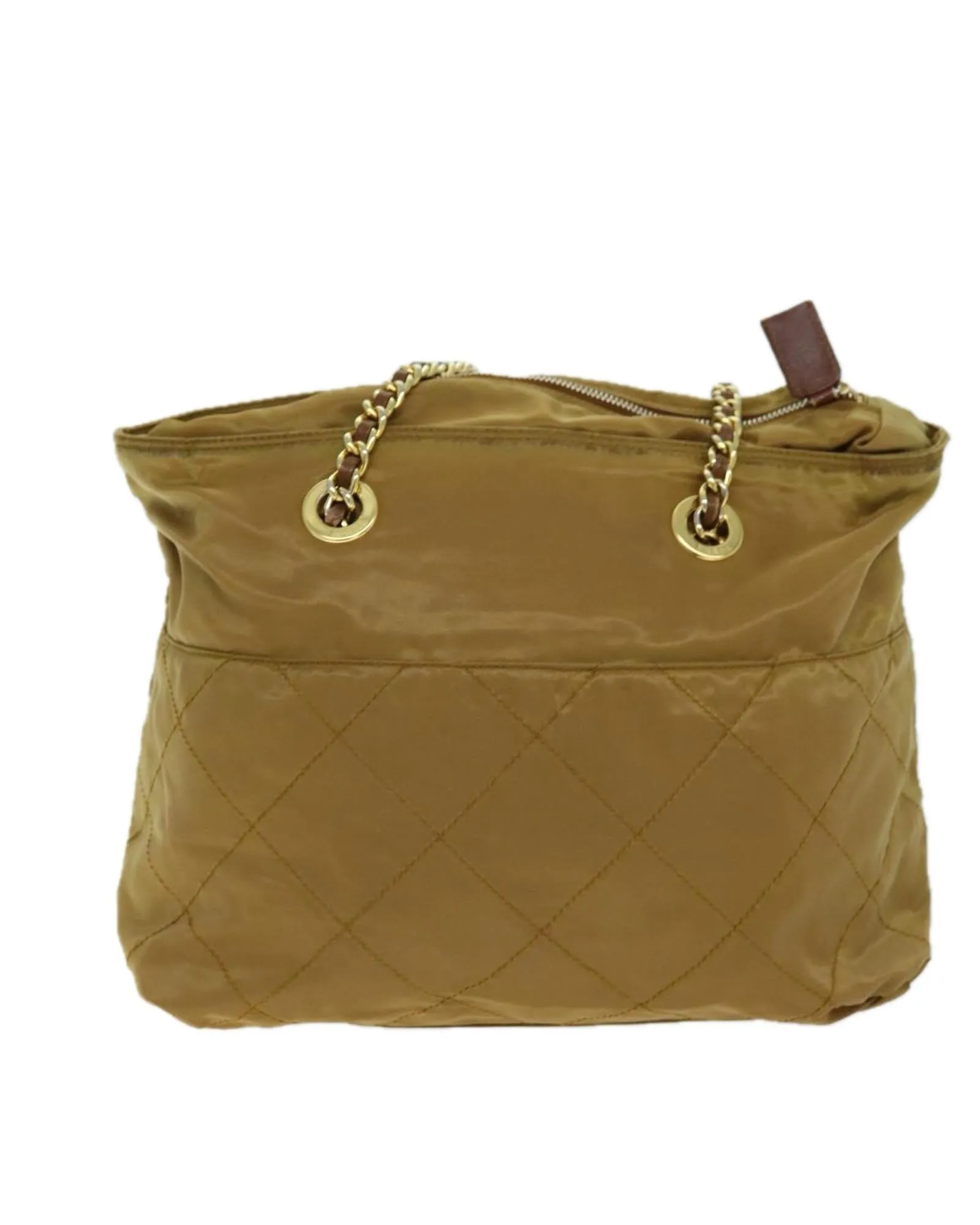 Quilted Beige Nylon Chain Shoulder Bag by Prada