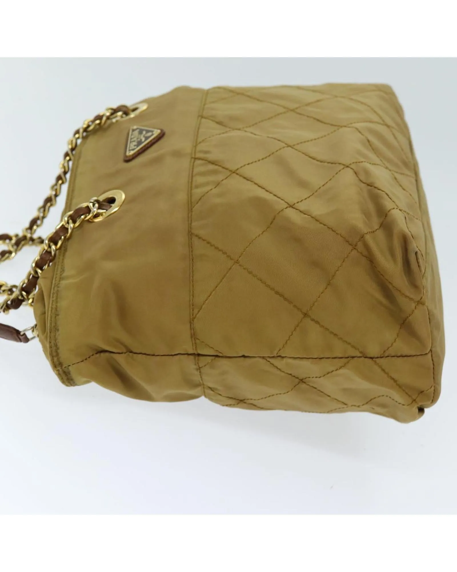 Quilted Beige Nylon Chain Shoulder Bag by Prada