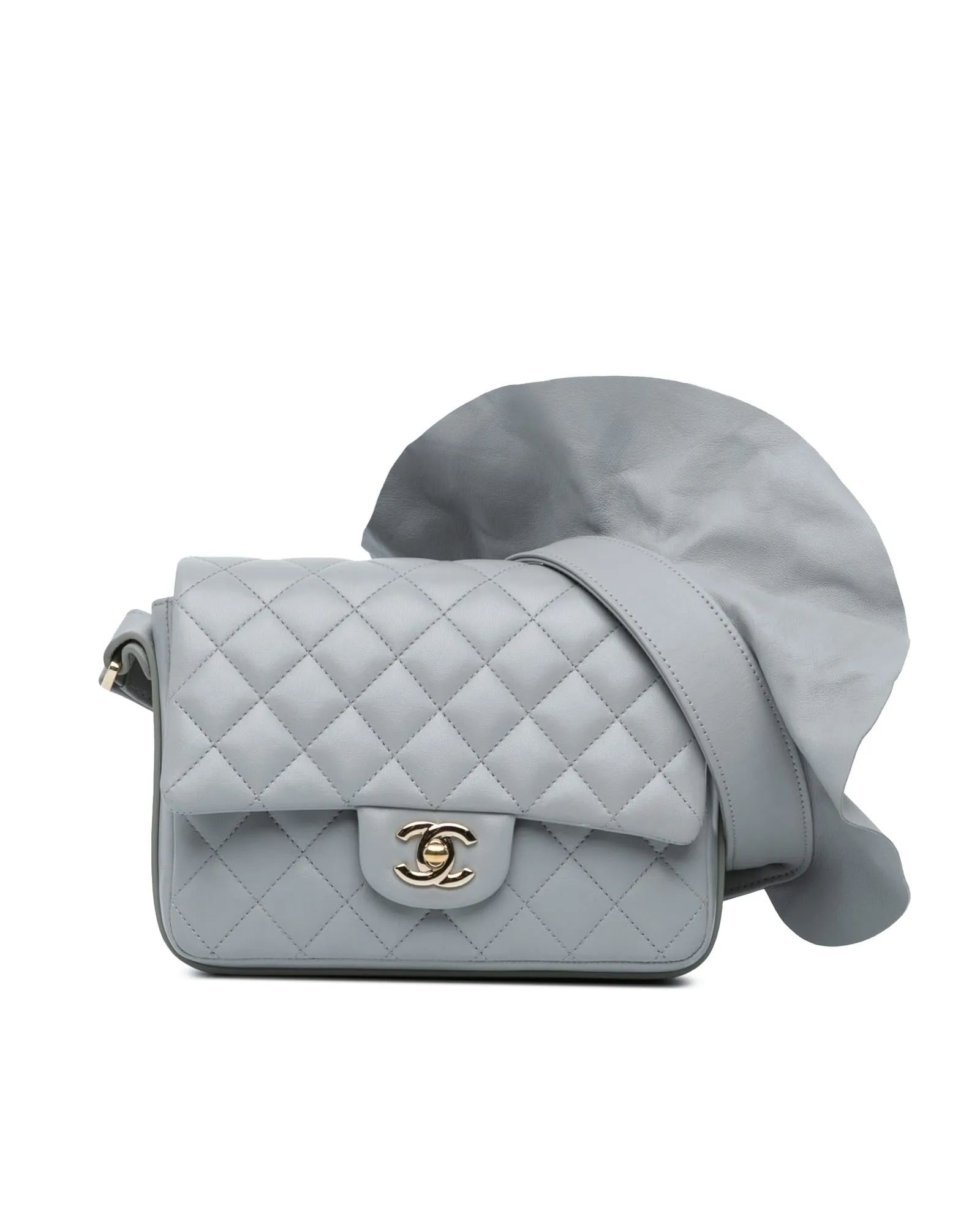 Quilted Leather Flap Bag with CC Turn Lock Closure