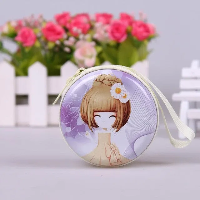 QZH Cartoon Mini Coin Purse Princess Girls Key Case Wallet Children Bag Zipper Kids Baby Girl Change Purse Coin Purses Gifts