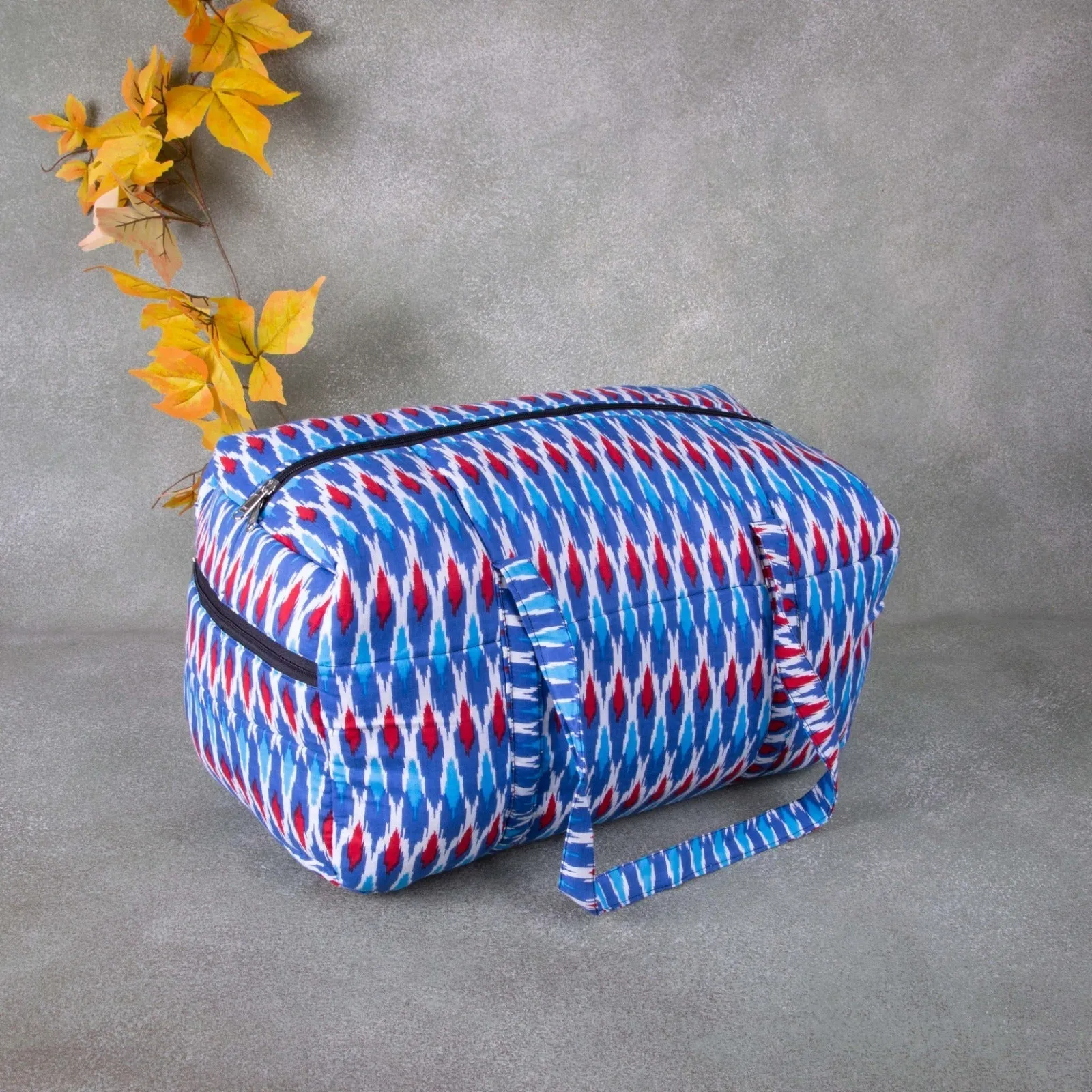 Rectangle Travel Bag Blue Colour Ikat Prints.