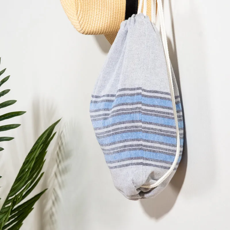 Rio Stripe Fouta Bag - Blue