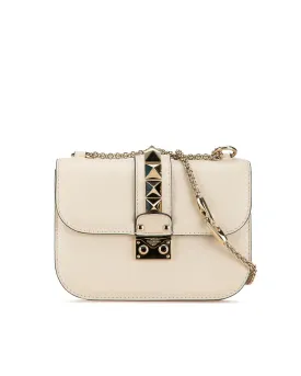 Rockstud Glam Lock Leather Crossbody with Chain Strap