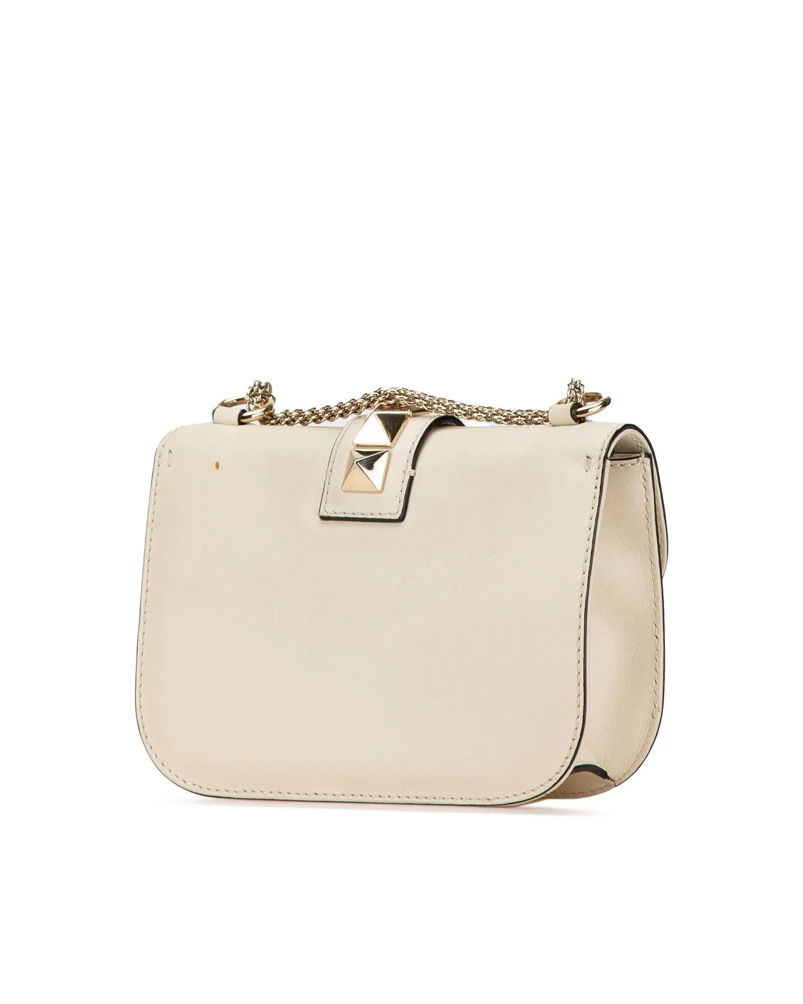 Rockstud Glam Lock Leather Crossbody with Chain Strap