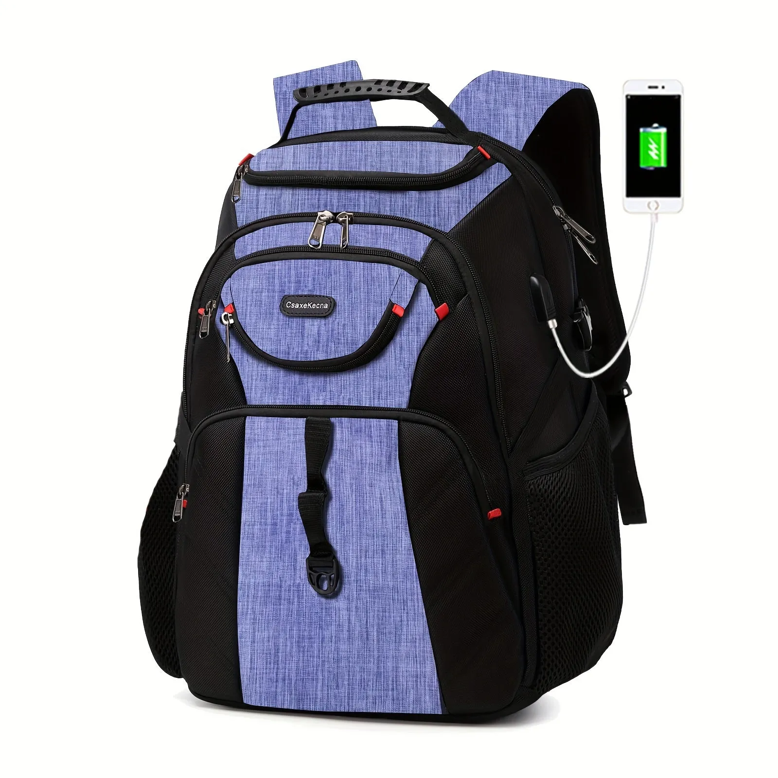 Sleek Large Capacity Backpack with USB Charging Port for Travel