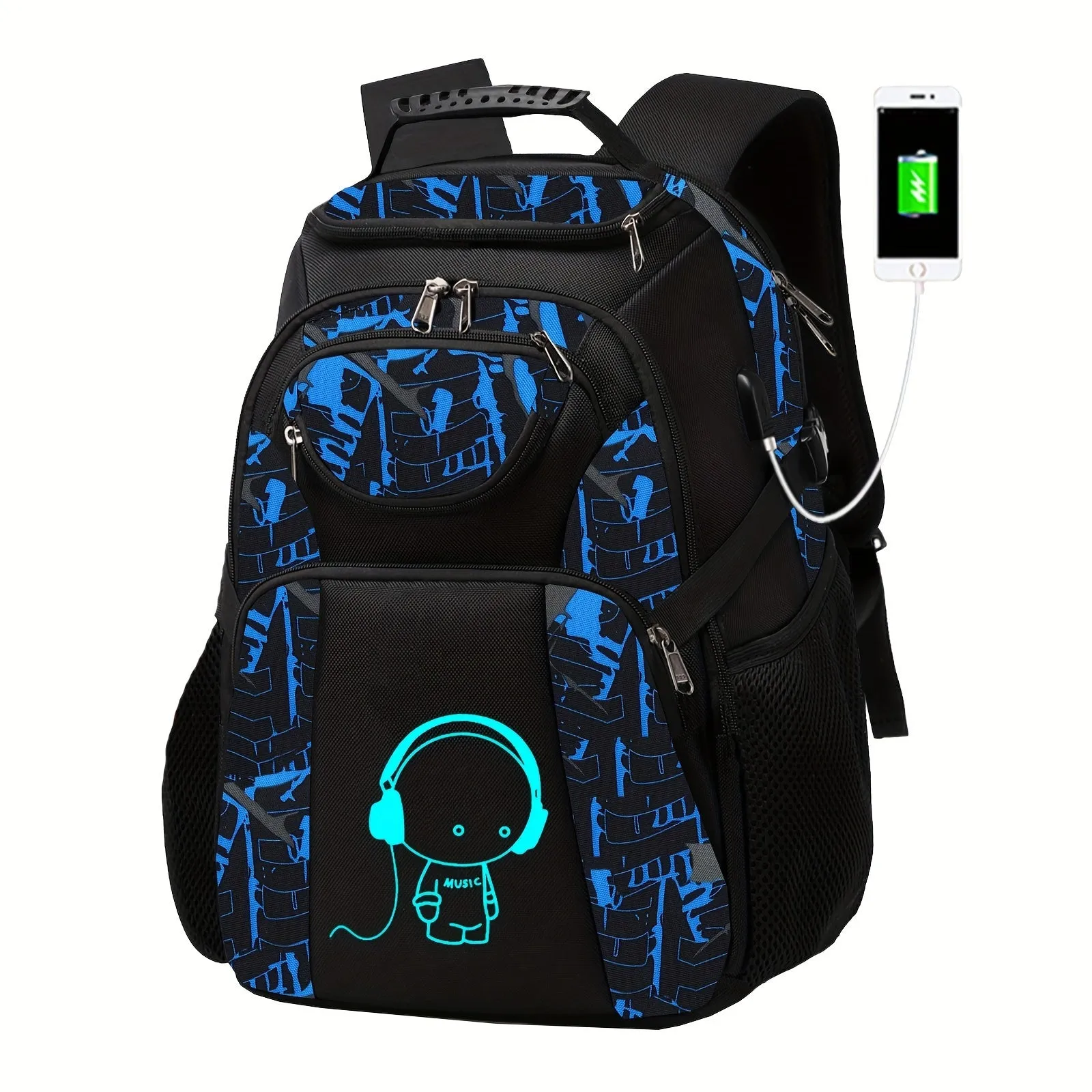 Sleek Large Capacity Backpack with USB Charging Port for Travel