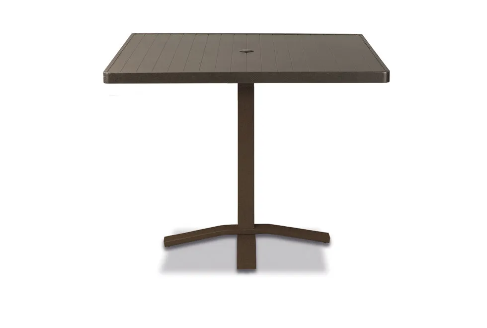 Square Aluminum Slat Top Balcony Height Table