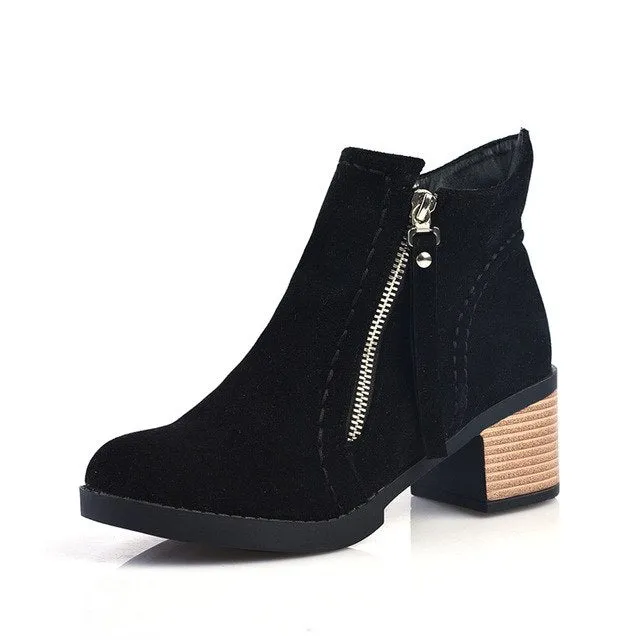 Square Heels Bottine Leisure Ankle Boots